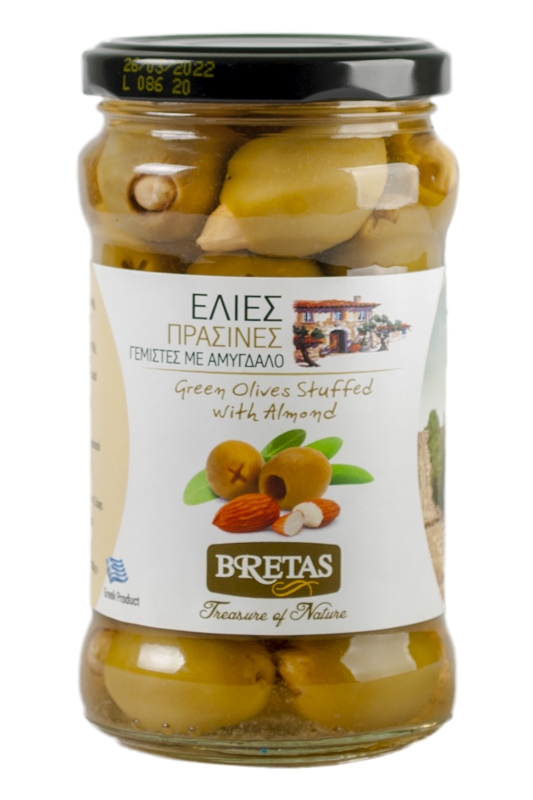 Zelené olivy plnené mandľou v slanom náleve 300g